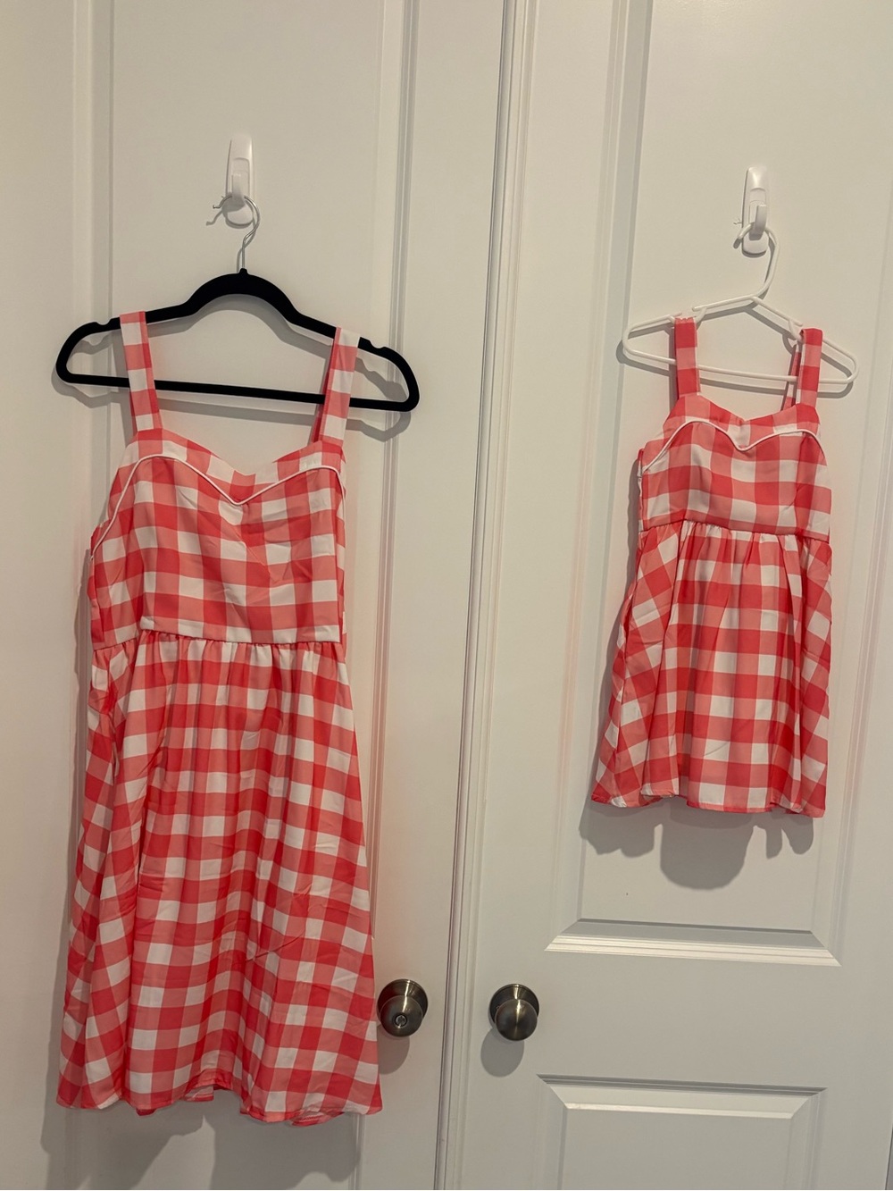Mommy (L) and me(5t) matching red gingham dresses